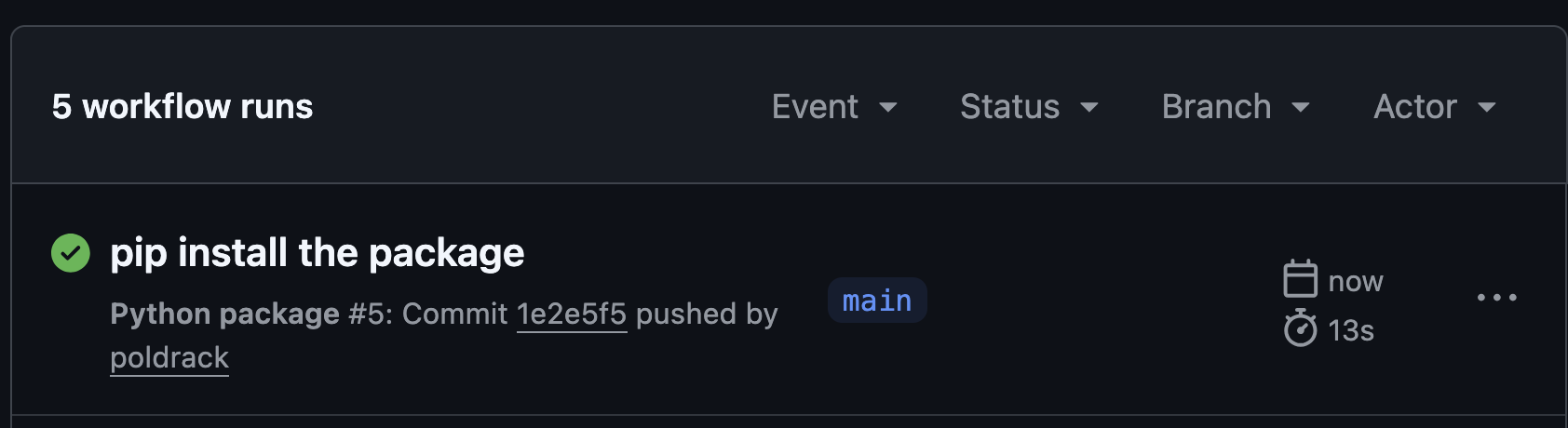 Github actions success